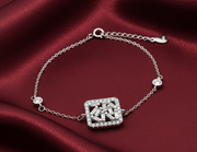 Squre 925 Sterling Silver Bracelet with Adjustable Length